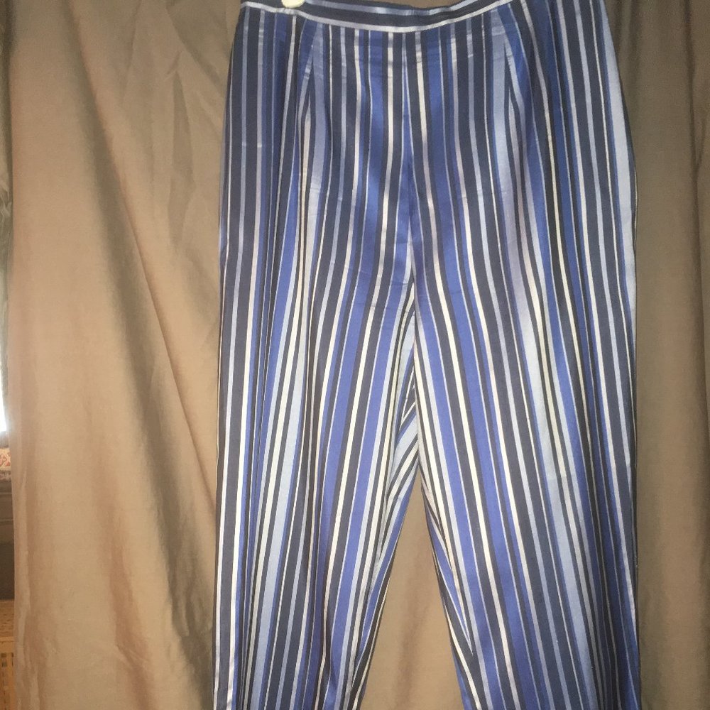 Blue Striped Silk Pants